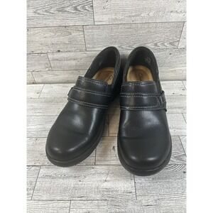 Clarks Collection Angie Poppy Women's Leather Slip-On Dress Shoes Black Sz. 7.5M